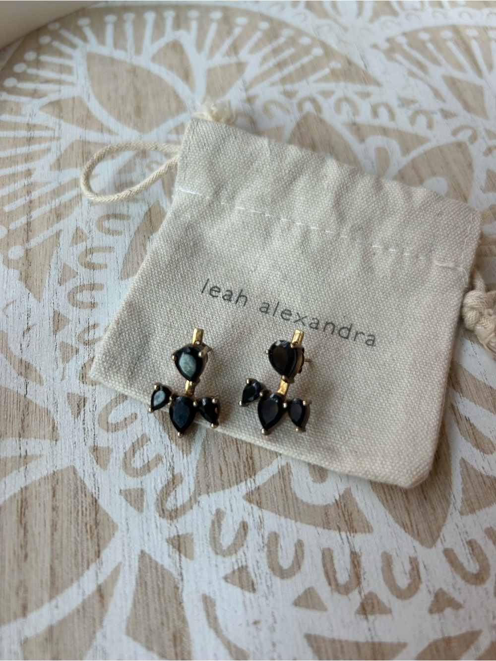 Leah Alexandra Black Teardrop Cluster Earrings